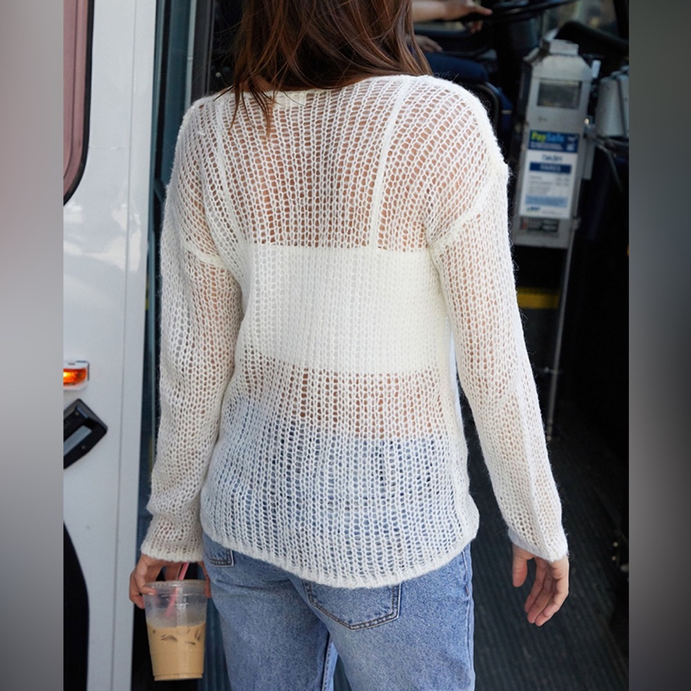 Brandy Melville John Galt Sheer Knit Sweater. - Picture 3 of 12
